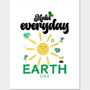 make everyday earth day  2024 gift april 22 Cute Teacher  Lover Rainbow Posters and Art